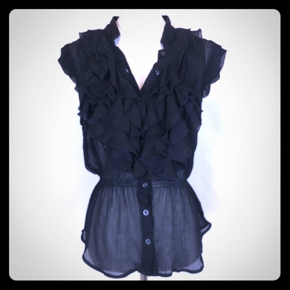 Miley Cyrus Tops - Max Azria sheer black button down top